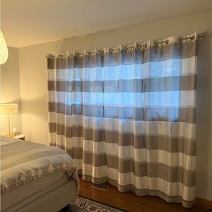 Striped Gray and White Curtains